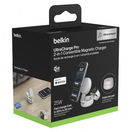 Belkin laadimisalus WIZ043kqSD UltraCharge 25W Qi2 magnetiline 2-ühes, liivakarva