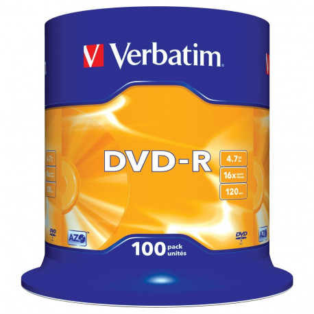 "1x100 Verbatim DVD-R 4,7GB 16x Speed, matt silver"