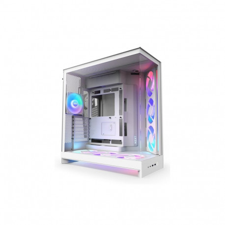 Computer Case - NZXT H9 Flow RGB+ Midi Tower ATX/EATX, Tempered Glass, White