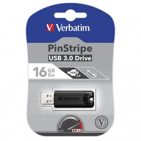 PinStripe mälupulk 16GB USB-A 3.2 Gen 1, must