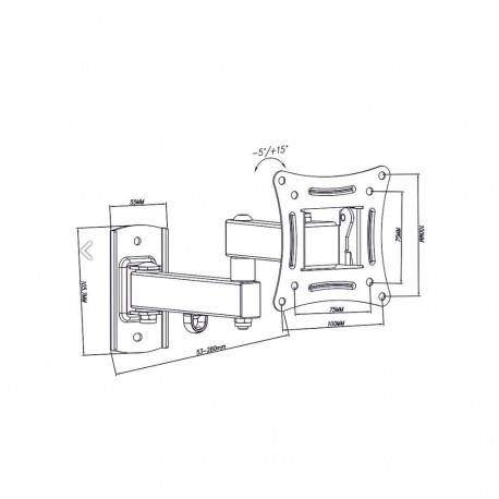 TV Mount - Blow 10-27" VESA 75x75/100x100, Max 15 kg, Adjustable 5.3-28 cm, Black