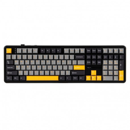 Keyboard - AULA F108 Mechanical, RGB Backlighting, USB Type-C, 4000 mAh Battery, Gray/Orange/Deep Gr