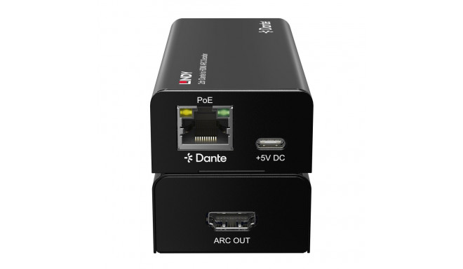 Audio Decoder - Lindy 2ch Dante to HDMI ARC Decoder, 96kHz, RJ45 Input, HDMI Output, Black