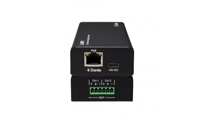 Audio Decoder - Lindy 2ch Dante® to Analog Audio Decoder 96kHz 24-Bit 100m Black