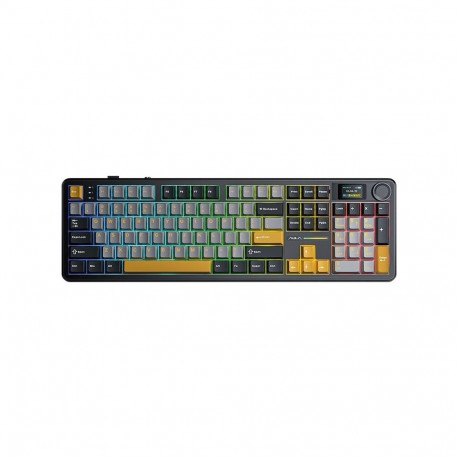 Gaming Keyboard - AULA F108 Pro Mechanical RGB Keyboard, USB Type-C, 8000 mAh, Gray/Orange/Deep Gray