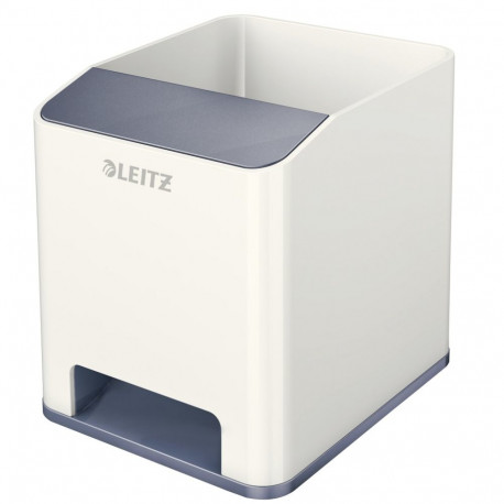 Pliiatsitops Sound Pen Holder Leitz WOW Dual, läikiv, valge-hall