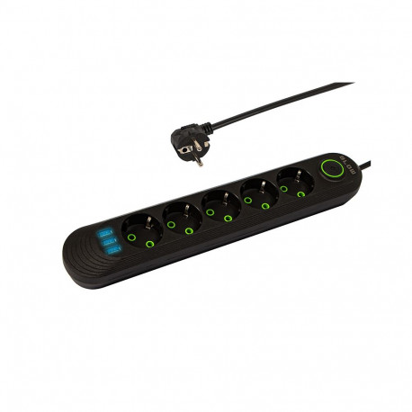 98-228# Przedłużacz sieciowy ps-550 5-gniazd 3xusb 5m czarny 3x1mm