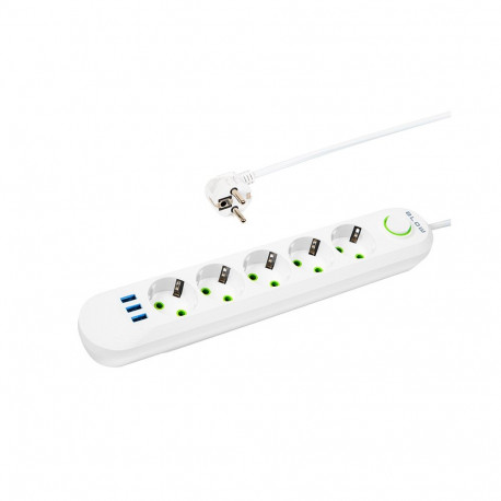 98-230# Przedłużacz sieciowy ps-530 5-gniazd 3xusb 3m biały 3x1mm