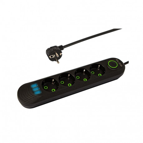 98-222# Przedłużacz sieciowy ps-450 4-gniazda 3xusb 5m czarny 3x1mm