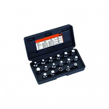 Oil drain plug sockets set 17 pcs 3/8"