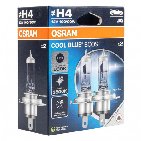 Osram H4 12V 100/90W P43t cool blue boost 5500K halogeenpirn 2 tk