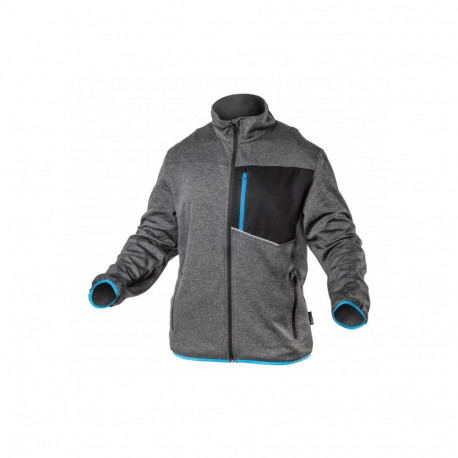 Hogert NISTER technical sweatshirt HT5K900-XL, gray melange/blue, XL, 100% polyester, 200 g/m², zip 