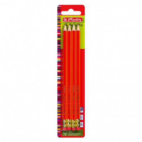 Herlitz harilik pliiats 4 tk bl.terit.HB kummiga