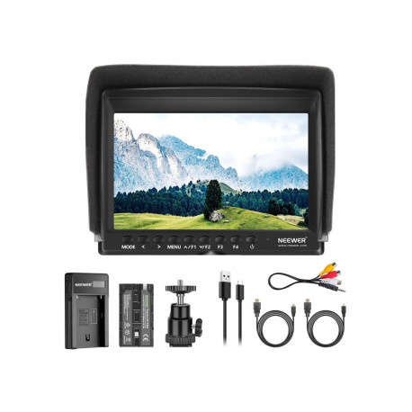 Monitor - Neewer F100 7-Inch IPS 1280×800 HDMI Field Monitor with Battery Kit Black
