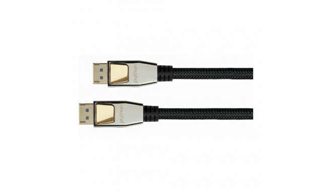 Python DisplayPort 2.0 kaabel nailonkattega 0,5m, must