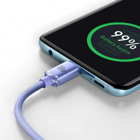 Baseus Crystal Shine Series data transfer and charging cable | USB-C to USB-C | 100W | 2m | purple