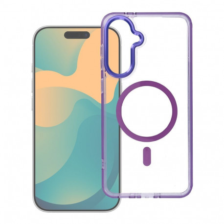 Case for Samsung A27 Frame Clear Hybrid Mag Cover compatible with MagSafe purple