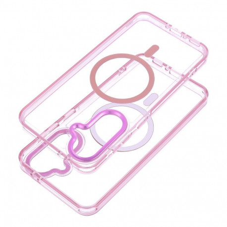 Case for Samsung A27 Frame Clear Hybrid Mag Cover compatible with MagSafe powder pink
