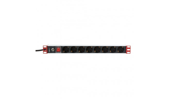 Power Strip - TECHly Rack 19" Power Strip 8 Outlets 3m Cable 1U Black
