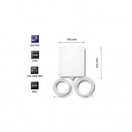 5G Antenna - Qoltec 57022 14 dBi Outdoor White