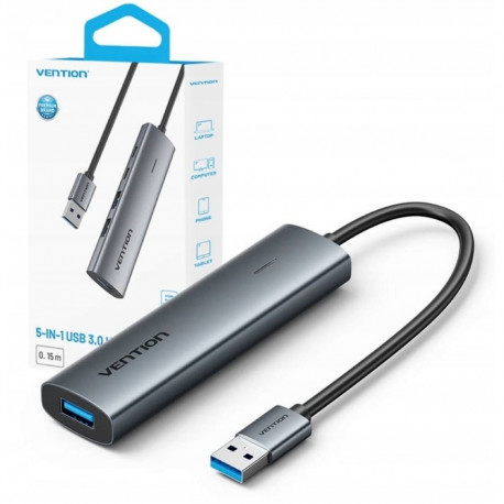 USB Hub - Vention Hub 5v1 USB 3.0 & Type-C 5000 Mbit/s Aluminium