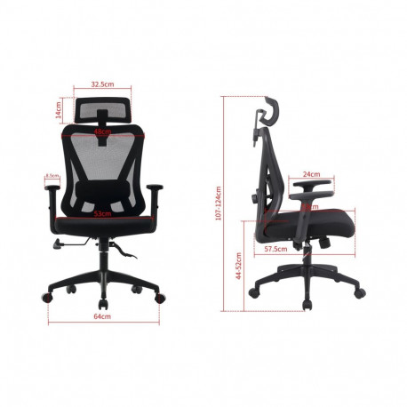 Ergonomic Office Chair - Activejet T5 Adjustable Mesh Black