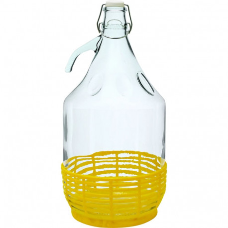 Browin Dama 640225, 5L glass carboy with plastic basket, mechanical closure, inner diameter 2.8cm