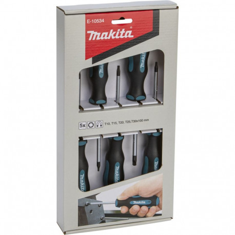 Schraubendreher-Set E-10534, 5-tlg (schwarz/blau,  Ergonomisch, gummierter Handgriff)