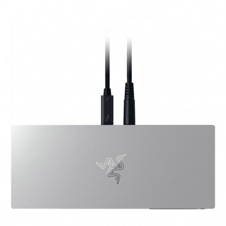 Razer RGB-dokijaam Thunderbolt 5 mitmele seadmele ja ekraanile, hõbedane