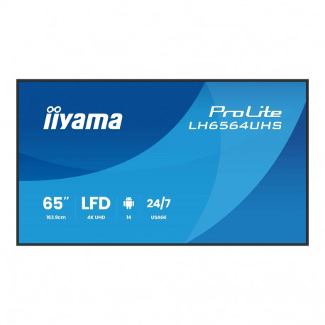 IIYAMA 65inch 3840x2160 UHD VA DLED panel Haze 25percent 500cd/m2 Landscape and Portrait Speakers 2x
