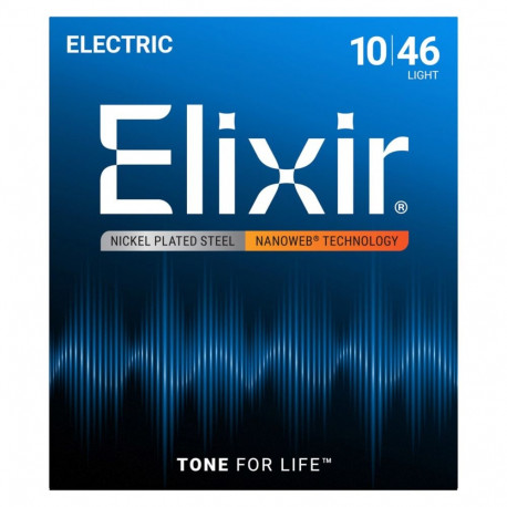 Electric Guitar String Set - Elixir 12050 Light 10-46 Electric Guitar Strings, Nickel Plated Steel, 