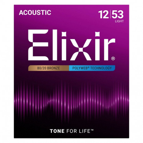 Acoustic Guitar String Set - Elixir 11050 Light 0.012–0.053 80/20 Bronze Strings