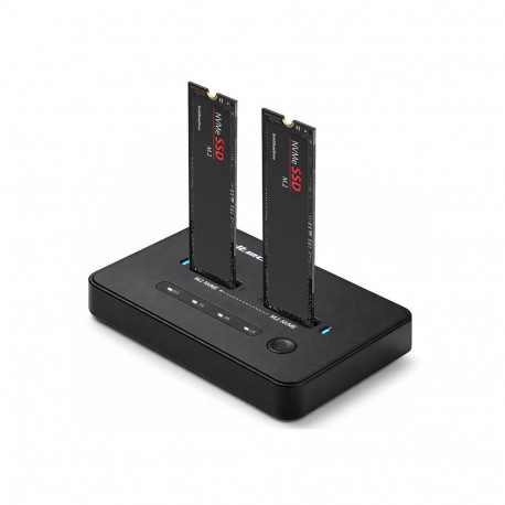 M.2 NVMe SSD Docking Station - Qoltec 52366, USB-C 20 Gb/s, Dual 2 x 8TB, Black