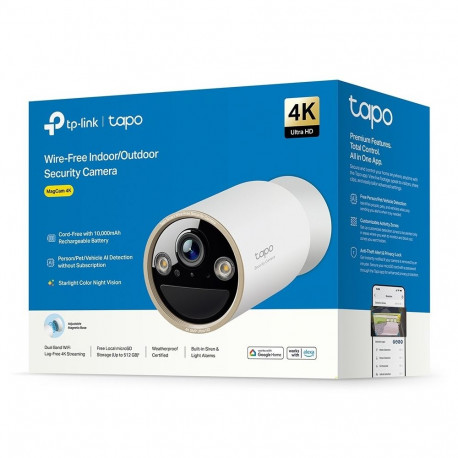 Security Camera - TP-Link Tapo 4K UHD Wire-Free Indoor/Outdoor Camera, 10000mAh, Dual Band Wi-Fi, Bl