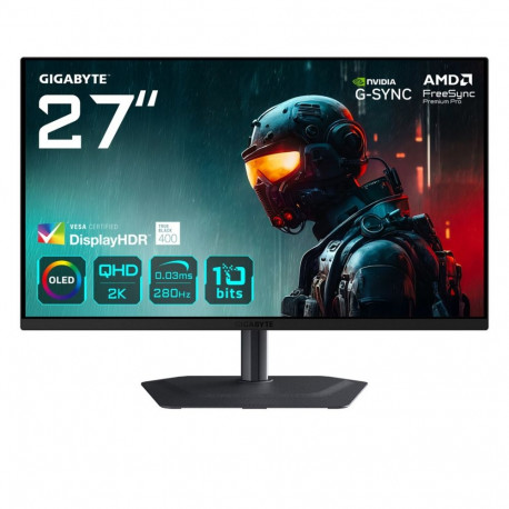 Gaming Monitor - GIGABYTE MO27Q2A 27", OLED, 2560x1440, 280Hz, FreeSync Premium Pro, Black