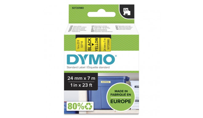 Dymo D1 24mm Black/Yellow labels 53718