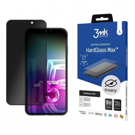3mk kaitseklaas privaatsusfiltriga iPhone 15 Plus Privacy HardGlass Max, must
