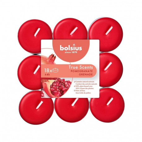 CANDLES TEALIGHT POMEGRANATE SC 4H 18PCS
