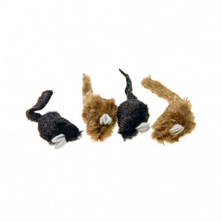 CAT TOY MOUSE 4PCS BLCK/BRN