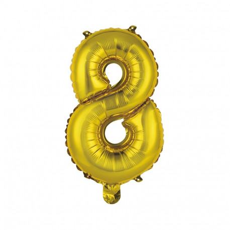MINI NUMBER 8 GOLD FOIL BALLOON
