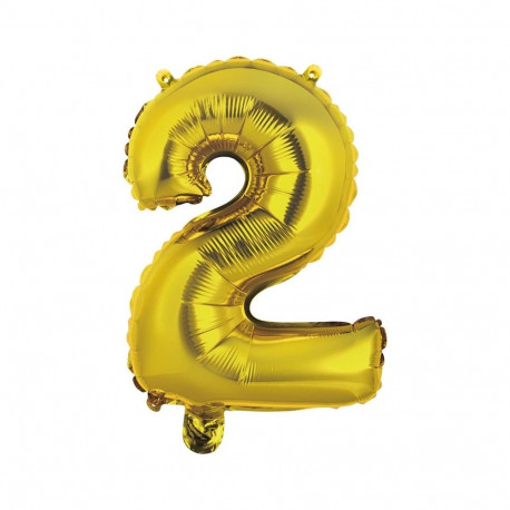 MINI NUMBER 2 GOLD FOIL BALLOON