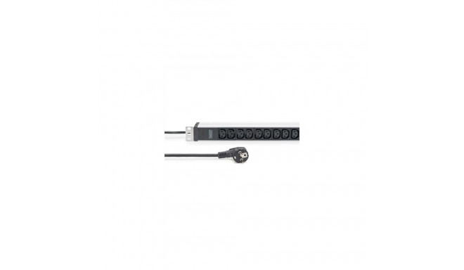 Digitus Socket strip with aluminum profile, 12-way, 2 m cable safety plug