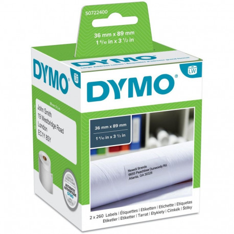 "Dymo Farbband - S0722400 - 99012 - 2 Rollen á 260x - 36 x 89mm - weiß"
