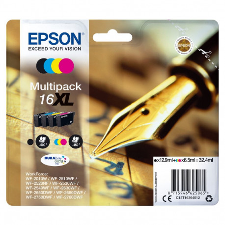 "Epson Tinte 16XL C13T16364012 4er Multipack (BKMCY) bis zu 450 Seiten"