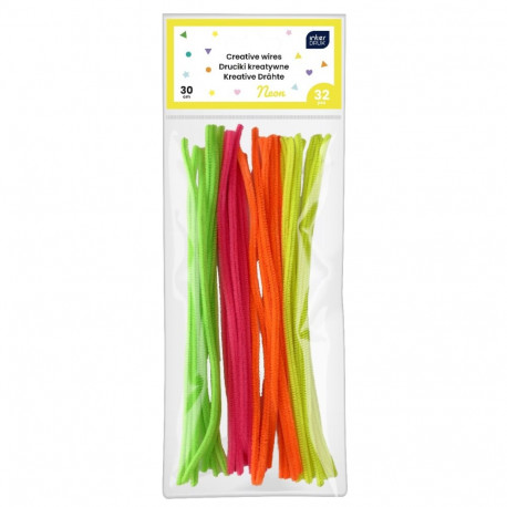 Karvatraat Neon assortii 4 värvi, pikkus 30cm, 32tk, Interdruk