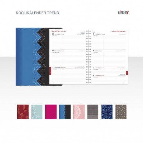 Koolikalender Trend 150x197mm, spiraalköide, kunstnahast, 26/27 õppeaasta