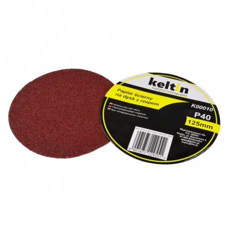 Alumīnija oksīda velcro disks 125mm P40, K00010, Keltin