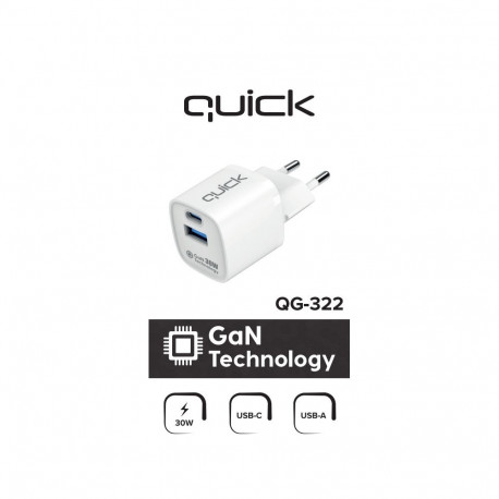 Laadija Quick QG-322 GaN USB-C / USB 30W