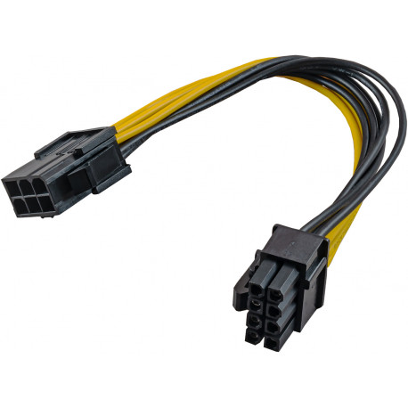 Akyga cable PCI Express 6-pin (M) - 6+2-pin (F) 0.2m (AK-CA-07)