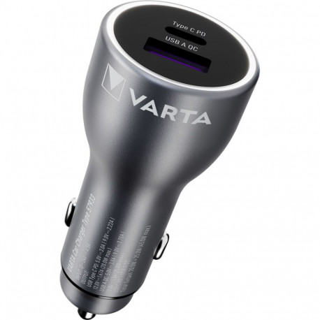 Autolaadija USB-A ja USB-C 45W PD ja QuickCharge, must